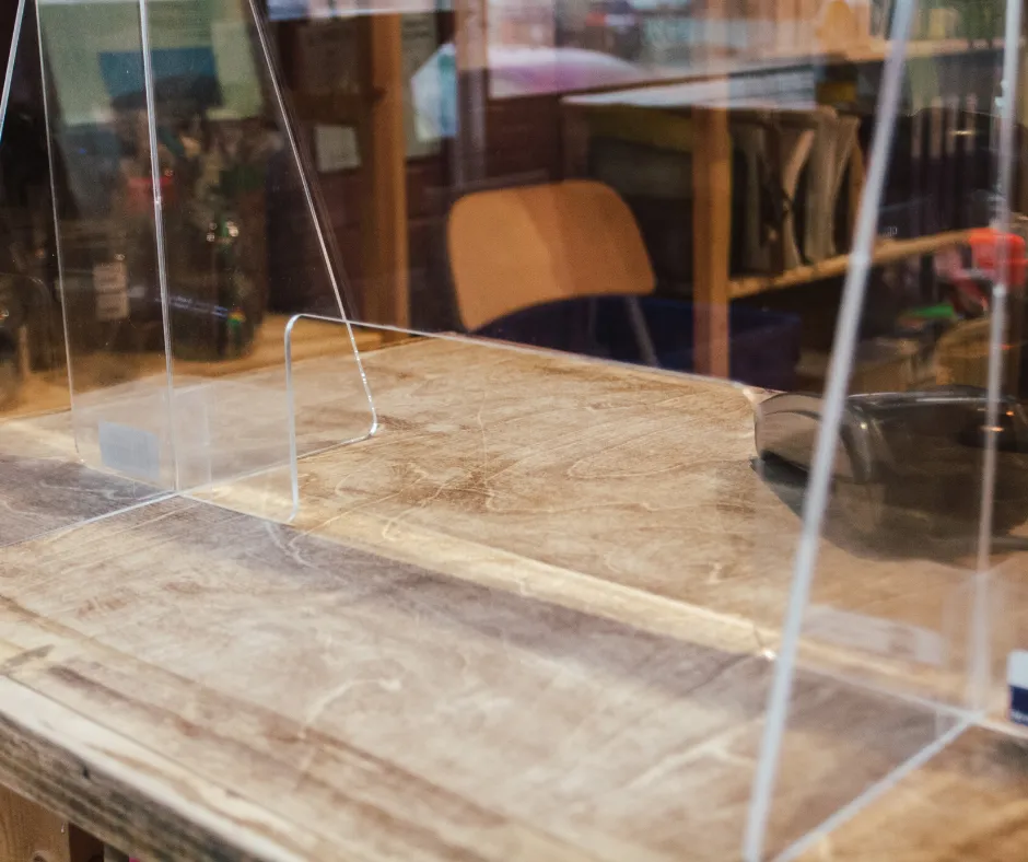 Clear acrylic desk shield