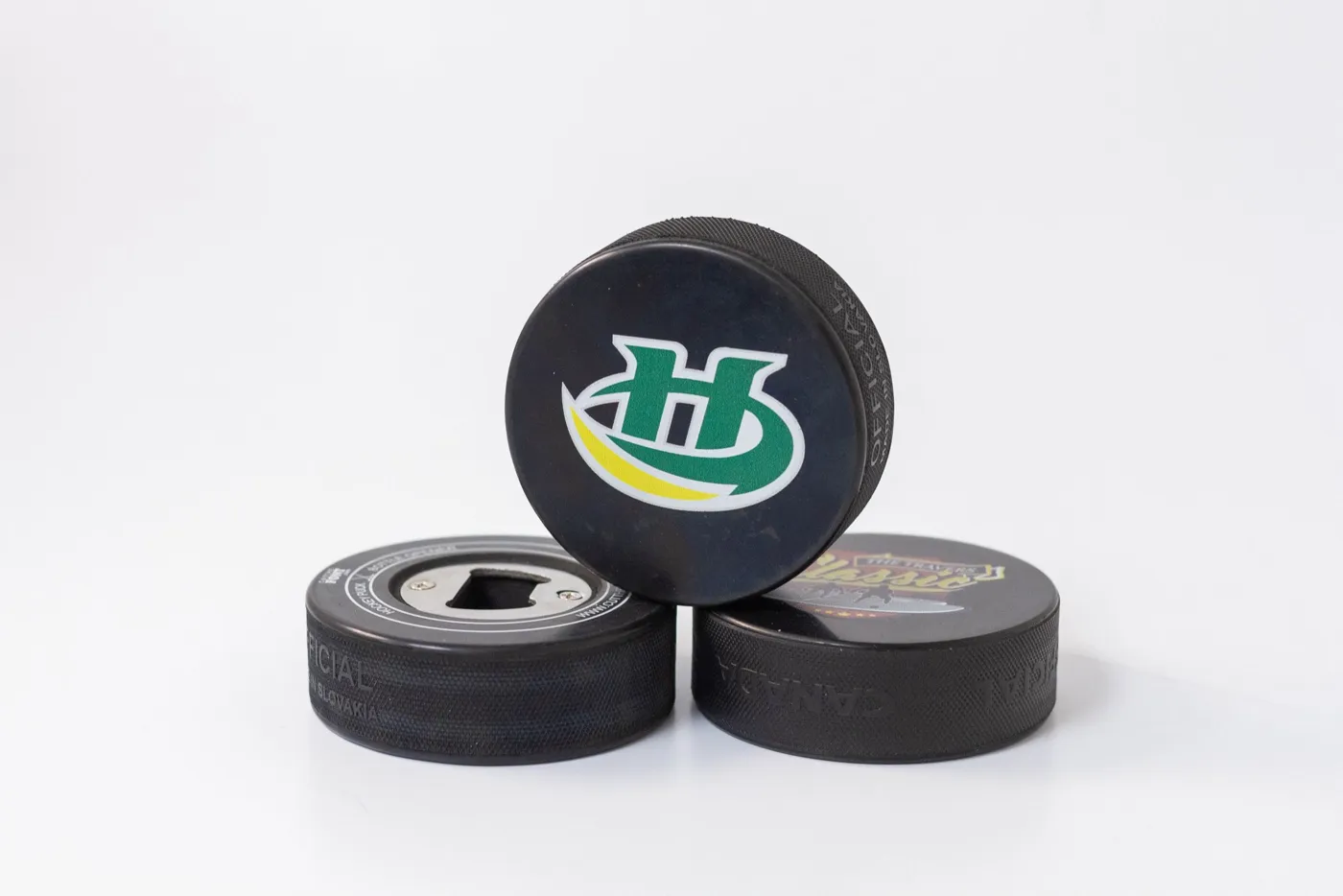 Custom printed hockey pucks