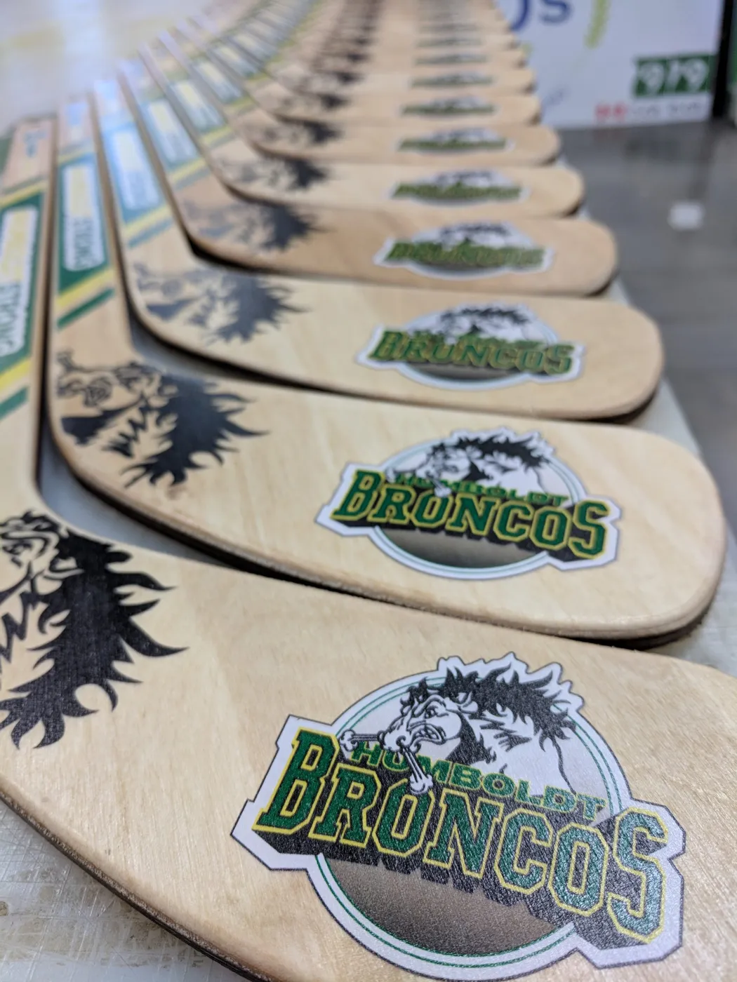 Custom printed wooden mini hockey sticks