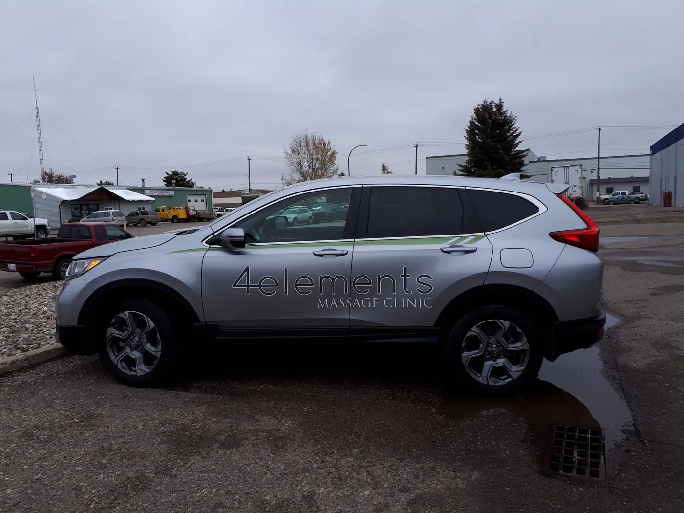 Vinyl lettering on an SUV